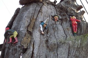 The Elfin Oak is a sculpture made from the hollow trunk of an oak tree that is carved with figures of fairies, elves and animals. - © Royal Parks