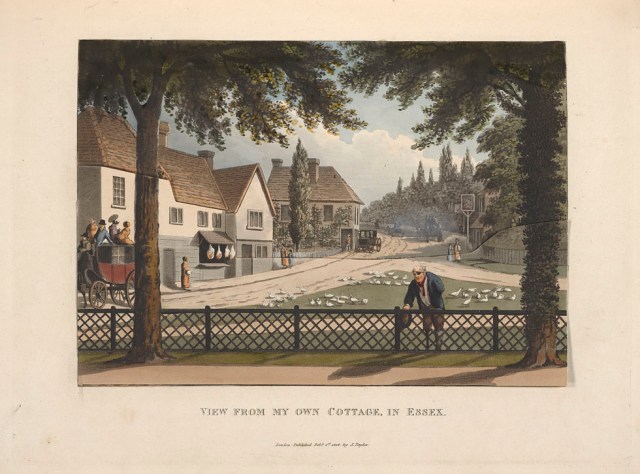 The view from Repton's cottage at Hare Street from Fragments on the theory and practice of landscape gardening, 1816