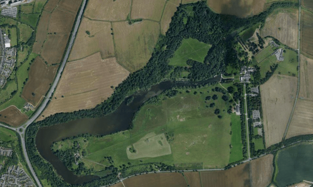 Coombe Abbey and its parkland from Google Maps