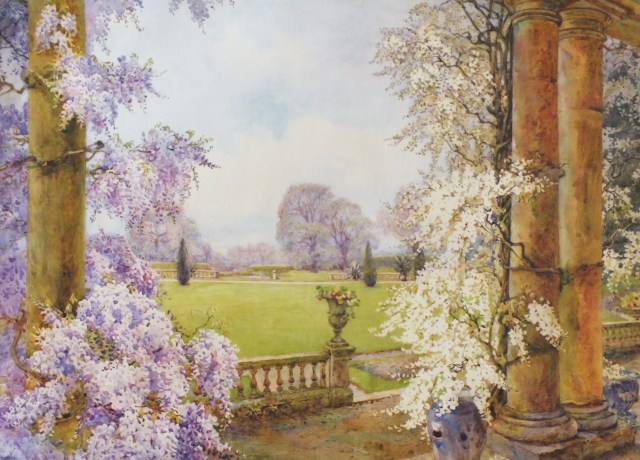 The garden entrance at Dyffryn, by Edith Adie, 1923 © Royal Horticultural Society