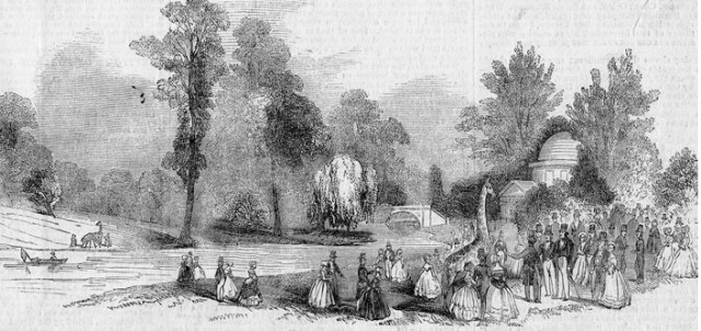 Giraffes on the lawn of Chiswick House in June 1844 (© Chiswick Public Library)