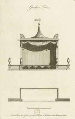 Design for a garden seat from John Soane's Designs in architecture ; consisting of plans, elevations and sections, for temples, baths, cassines, pavilions, garden-seats, obelisks, and other buildings ; for decorating pleasure-ground, parks, forests, etc, 1778