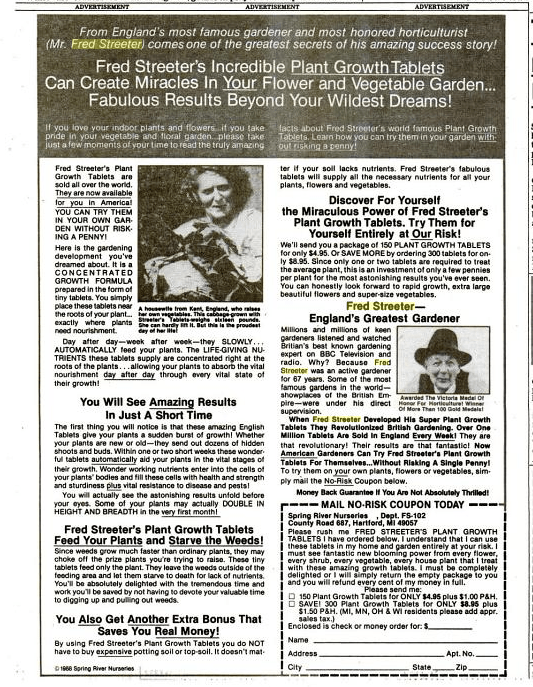 Advert from Weekly World News, 22nd March 1988