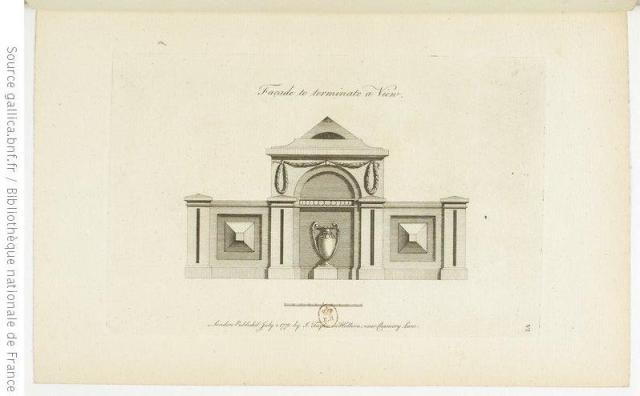 Design for a garden seat from John Soane's Designs in architecture ; consisting of plans, elevations and sections, for temples, baths, cassines, pavilions, garden-seats, obelisks, and other buildings ; for decorating pleasure-ground, parks, forests, etc, 1778