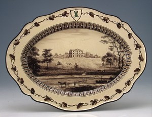 Oval dish with a view of Etruria Hall, Wedgwood's own home, in Staffordshire