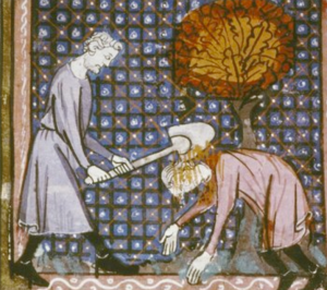 Cain killing Abel BL MS Douce 211, 14thc