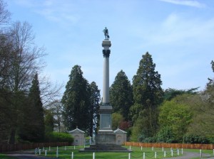 The Wellington Memorial at Stratfield Saye, with attendant sequoias, http://www.redwoodworld.co.uk 