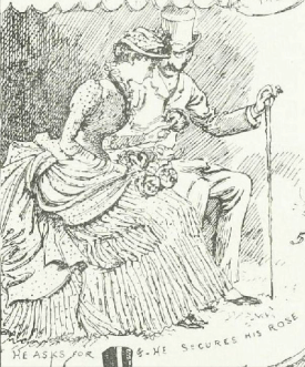 "He asks for and secures his rose" from A Summer Rose Show, Illustrated London News, 23rd June 1884