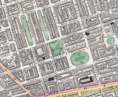 Portman Square from Greenwood's Map of London 1830