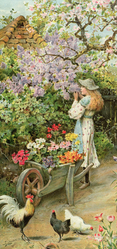 detail from Spring Blossoms, by William Stephen Colema in the Pears Annual, 1902, Bridgeman Images