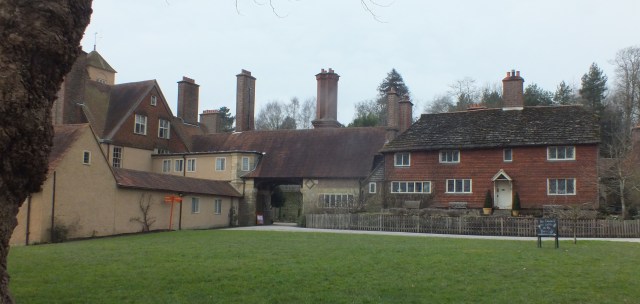 Hollybush Farm, the service wing and the arched entry to the courtyard seen across Goose Green David Marsh Feb 2015