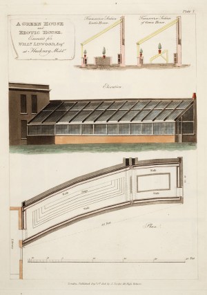 A green house and exotic house, from Tod, George / Plans, elevations and sections, of hot-houses, green-houses, an aquarium, conservatories, &c., 1823
