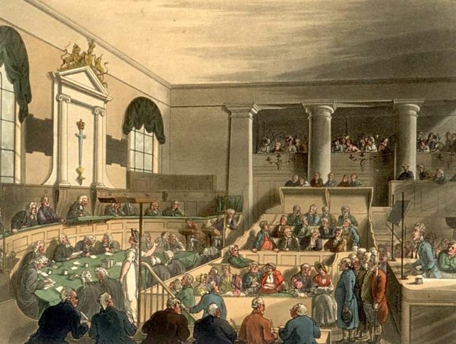 Thomas Rowlandson, The Old Bailey, from The Microcosm of London, 1808. © London Lives