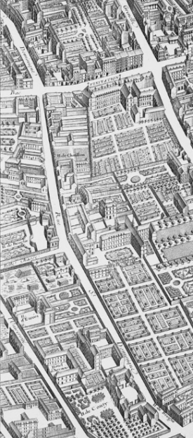 The Rue St Dominic from Turgot's map of Paris, 1738