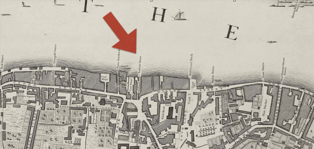 Southwark -opposite Blackfrairs and St Paul's, detail from John Rocque's , London Westminster and Southwark, 1746 http://www.motco.com/map/81002/imageone-a.asp?Picno=81002000