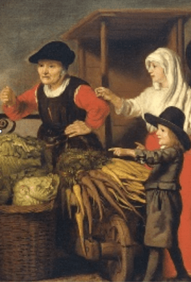 detail from Nicholaes Maes Vegetables Market (approx 1655-65), (Amsterdam, Rijksmuseum