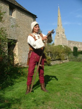 The Histroic Gardener sharpening his scythe at the Prebendal Manor, Nassington https://historicgardener.wordpress.com