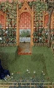 Barthelmy D’eyck, Emilia in her garden, 1465, National Library of Austria.