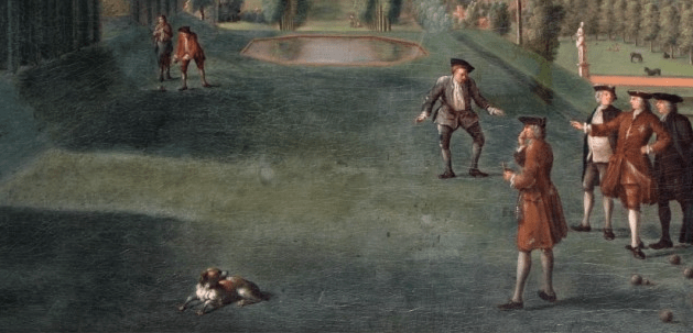 detail from a painting of Hartwell House by Balthasar Nebot , 1738 Bucks County Museum