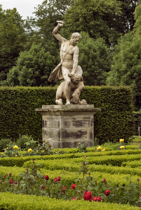 Statue of David slaying Goliath in the Rose Garden at Seaton Delaval Hall