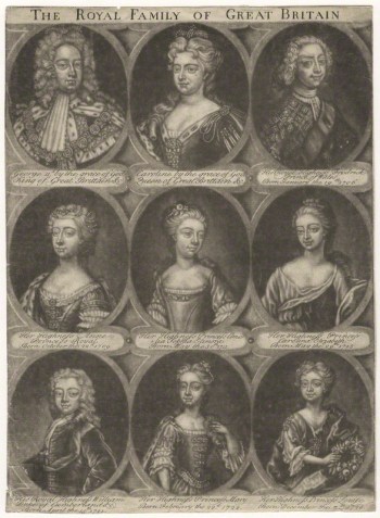 The Royal Family of Great Britain by Unknown artist mezzotint, after 1724by Unknown artist, mezzotint, after 1724