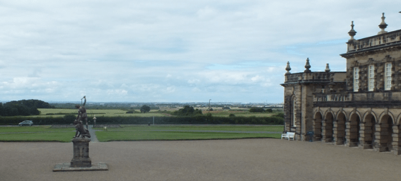 The view from the north steps across the grand entry court. David Marsh, July 2015