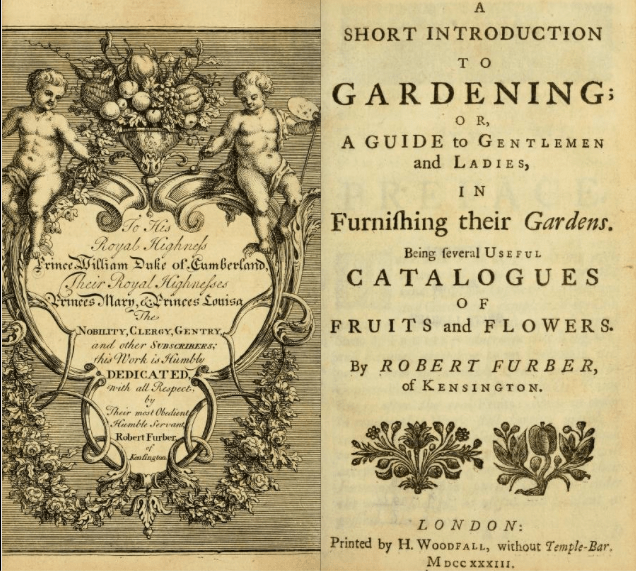 The beginning of the subscription list in A short Introduction to gardening, 1733