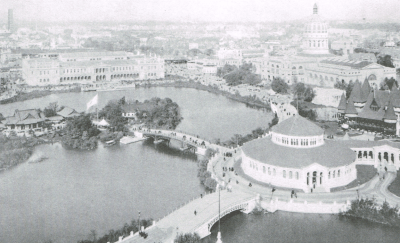 view of the Ho-o-den on Wooded Island at the 1893 Chicago World’s Fair. (Dream City: A Portfolio of Photographic Views of the World’s Columbian Exposition)