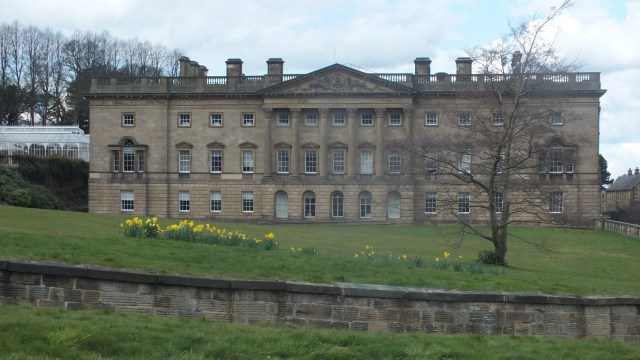 The Palladian front, with the ha-ha in the foreground and the Victorian conservatory just visible on the left David Marsh, April 2016