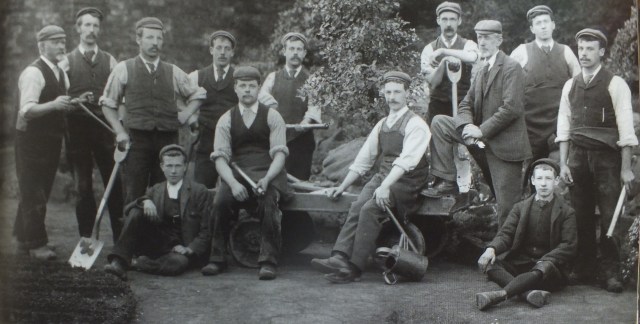 James Batley [standing 3rd from right] and his staff including his son and successor George [2nd left]. Image taken from the guidebook