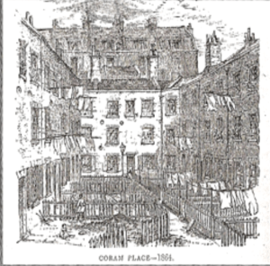 Little Coram Place, one of the 'better' courtyards off Little Coram Street, from Rev. Samuel Hadden Parkes, Window Gardens for the People, 1864