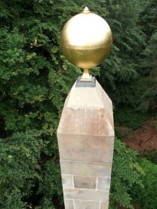 The restored golden globe on top off the Sun Monument. www.wentworthcastle.org