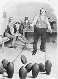 Sir Joseph Bowley at Skittles Charles Green c. 1912 14.7 x 11.1 cm. vignetted Dickens's The Chimes,http://www.victorianweb.org/art/illustration/green/28.html