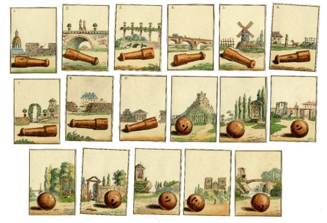 Le Jeu de quilles, a set of playing cards which were accompanied by a letterpress sheet of instructions on how to play, early 19thc Frewnch. Britsih Museum.http://www.britishmuseum.org/research/collection_online/collection_object_details.aspx?searchText=skittles&ILINK%7C34484,%7CassetId=1096552001&objectId=3268792&partId=1