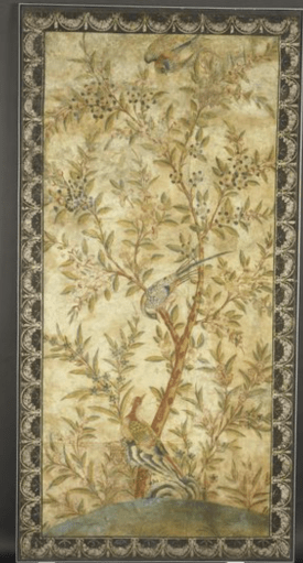  [Wallpaper panel] Hand-painted in tempera on paper, from Berkely House, c.1740 V&A