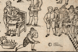 detail from a print of the first known Frost fair, Thomas Dekker, 1608- Houghton Library at Harvard University