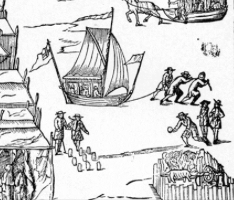 detail from Great Britain's Wonder, a print of the 1683/4 Frost Fair