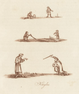 Kayles from Bowling taken from mediaveal manuscripst in Joseph Strutt's xxxx