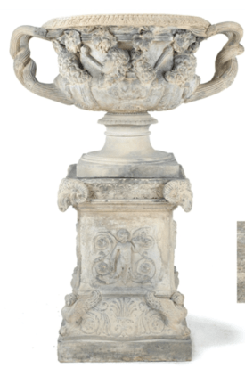 A Victorian terracota model of the Warwick Vase and its plinth, by Mark Blanchard, c.1860 Sold for £8125 at Christies in 2008 