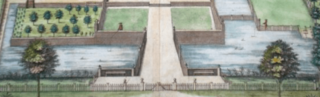 Tiny detail from Bedwell Parke, by Jan Drapentier in Henry Chauncy's Historical Antiquities of Hertfordshire, 1700