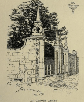 The forecourt gates at Canons Ashby from Manor Houses