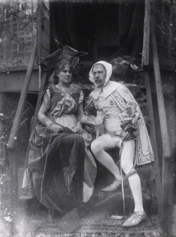NPG x19680; Mary Frances Crane (nÈe Andrews) as Laura; Walter Crane as Cimabue by Sir Emery Walker whole-plate glass negative, 1897?